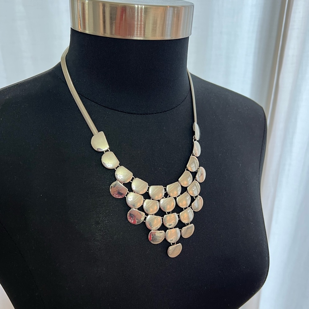 Express Chrome Silver Flat Disc Cascading Adjusta… - image 2